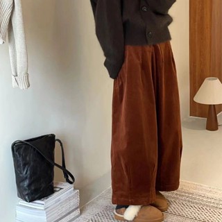  Phiên Bản Hàn Quốc Hợp Thời Trang Thường Ngày Rời Phong Cách Cao Cấp Ôm Hơn Nhìn Corduroy Quần Ống Rộng Nữ Lông Cừu Lót Thu Đông Mới Retro Quần Nhỏ Thường Ngày Phù Hợp Với 