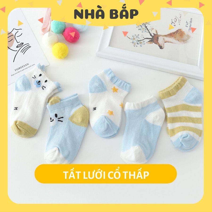 Set 5 Đôi Tất Lưới Điều Hoà Cổ Thấp Cho Bé Giúp Thoáng Chân - Nhà Bắp Store