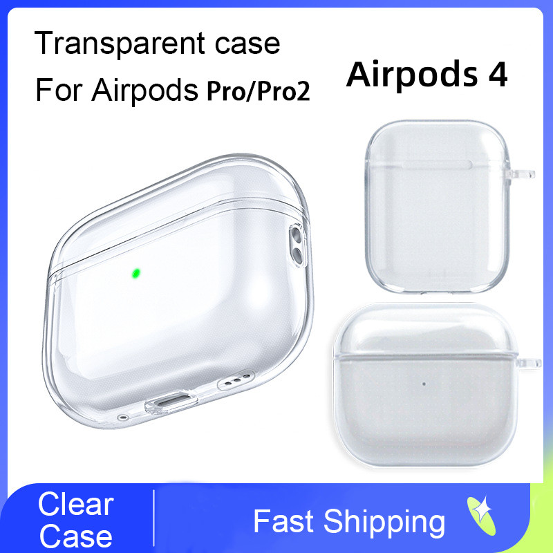 Ốp Tai Nghe Trong Suốt Có Dây Đeo Cho AirPods 4 Pro 1 2 3 Ốp TPU Mềm Trong Suốt Cho AirPods 4 Pro2 V