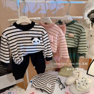 Bộ đồ ngủ mặc nhà dày dặn bằng lông cừu san hô Warm Plus Nhung dành cho trẻ em