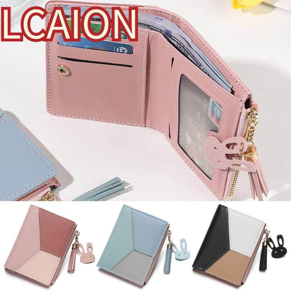 LCAION Ví da PU dáng ngắn nhiều màu sắc thời trang nữ