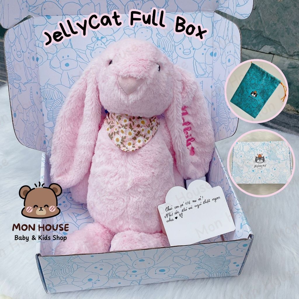 [Full Box Thỏ 40cm] Thỏ Bunny thêu tên cho bé theo yêu cầu, Món quà ý nghĩa, thỏ jellycat thêu tên