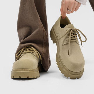 2025 Sản Phẩm Mới Giày Nam Mùa Xuân Anh Retro Toe Derby Giày Trẻ Trung Đế Dày Chống Trơn Trượt Da Lộn Cổ Thấp Giày Martin20250407