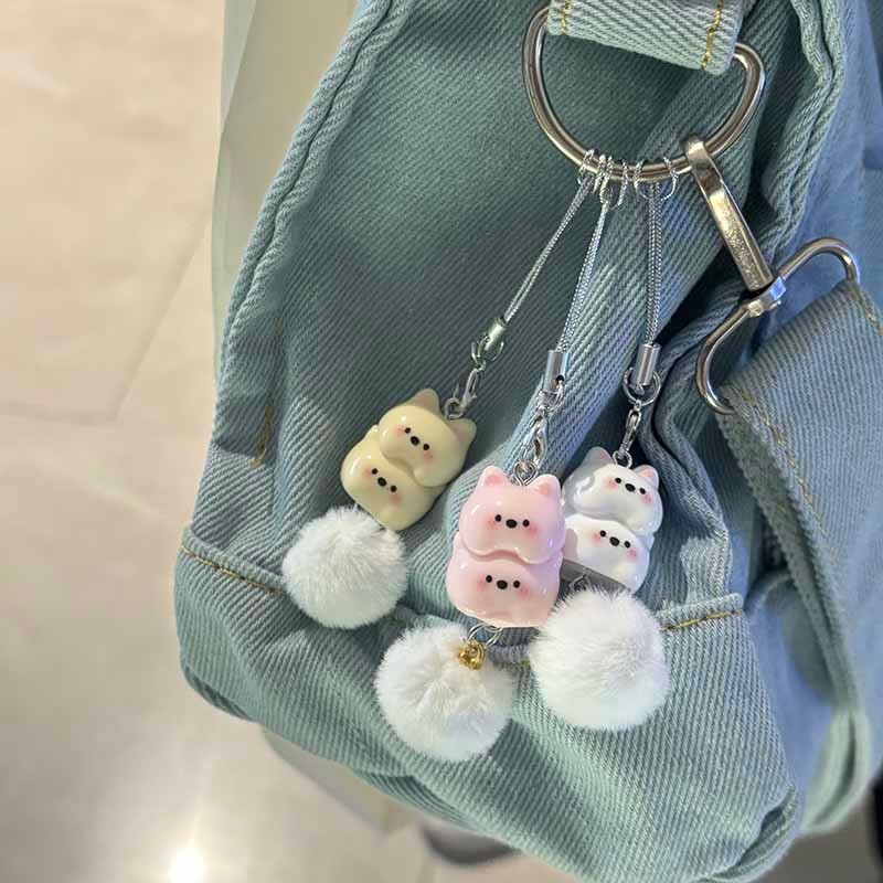 Dangle Dễ Thương Chó Con Móc Khóa Móc Khóa Vòng Chìa Khóa Mặt Dây Chuyền Phụ Kiện