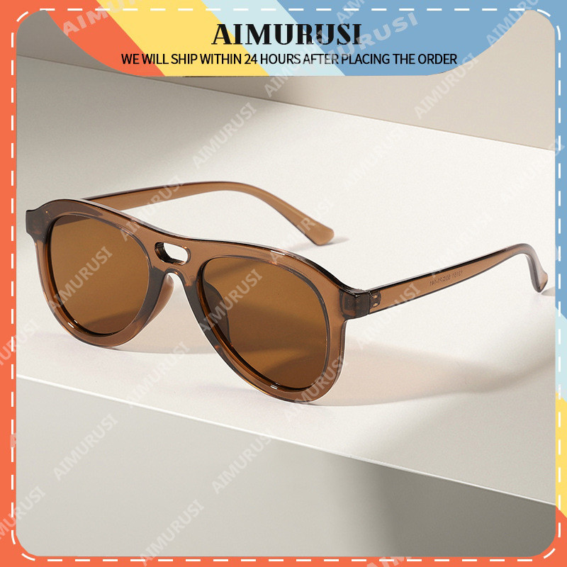 (Aimurusi) Aviator Double Beam Fashion Toad Sunglasses Western Vintage Kính râm che nắng nhiều màu s