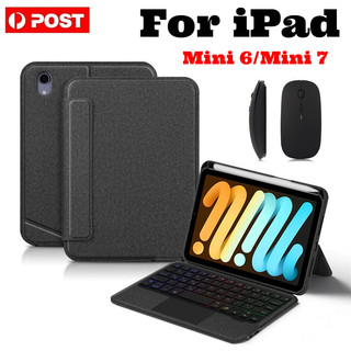 Bàn di chuột có thể tháo rời Bàn phím Bluetooth không dây có vỏ Leahter cho iPad mới Mini 6 7 A17 Pro 2024 8.3 inch Vỏ chân đế chuột