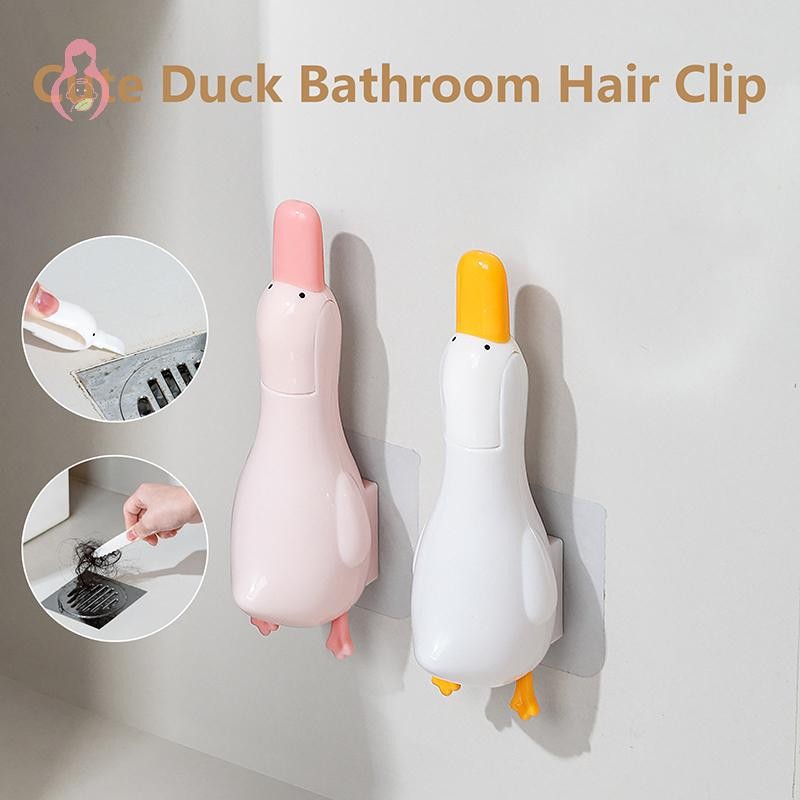 DPGT  Dụng cụ làm sạch bồn rửa nhà bếp Kẹp rác treo tường Nhíp Dụng cụ làm sạch tóc Vịt dễ thương Bồn rửa phòng tắm Kẹp tóc OHG