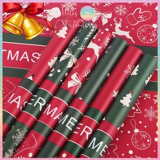   HOTIS  Set 5 Tờ Giấy Gói Quà Noel Ánh Kim Sang Trọng 57x57cm - Giấy Gói Quà Giáng Sinh Cao Cấp 