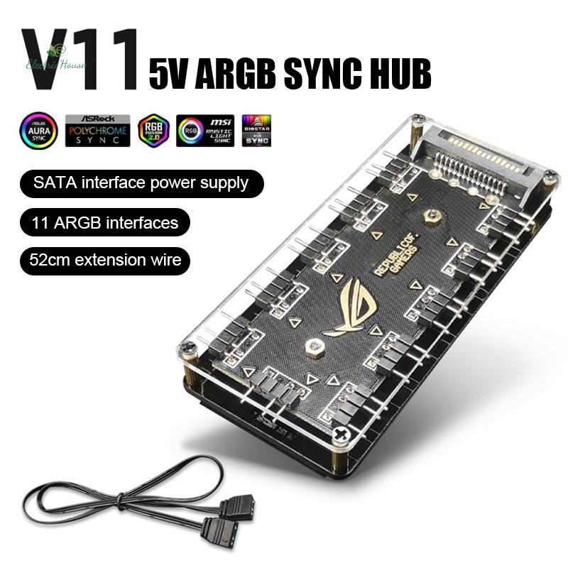 [Nhà Điện] Quạt PC ARGB HUB 1 Đến 11 5V 3Pin LED Strip Light HUB Adapter SATA Power ARGB Fan Splitte