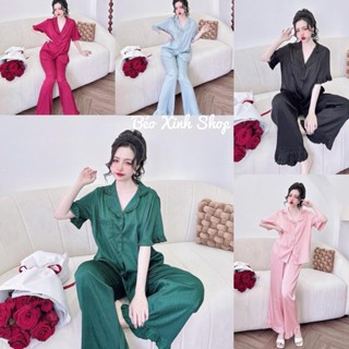 Đồ Bộ - Đồ Ngủ Tay Dài Vải Lụa Gấm Cao Cấp Pijama Bigsize 50-100Kg Béo Xinh Shop