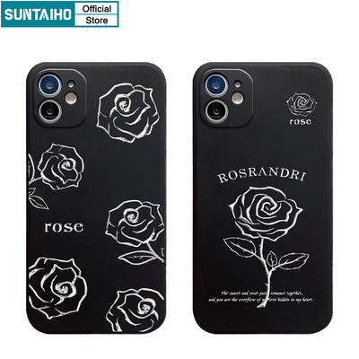 Suntaiho Kim Loại Đẹp Hoa Hồng Họa Tiết Ốp Lưng Điện Thoại Silicon Mềm Cao Cấp Chống Sốc Cho IPhone 11 12 13 14 15 16 Pro Max IP 7 8 Plus IPhone X Xs XR Xs Max