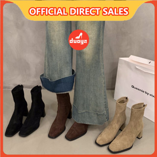  Duooya hair ~  Hàng Có Sẵn  Giày Bốt martin Cao Đến Mắt Cá Chân Da Lộn Lót Lông Cừu Mỏng Mùa Thu Hàn Quốc Cho Nữ Miễn Phí Vận Chuyển 