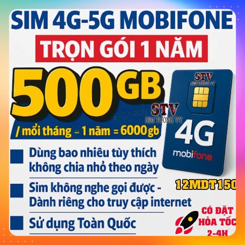 Sim 4G 5G Mobifone gói 12MDT150, MDT350, 12MDT50, 6MDT150, TK159 trọn gói sử dụng 4G 5G  tốc độ cao 