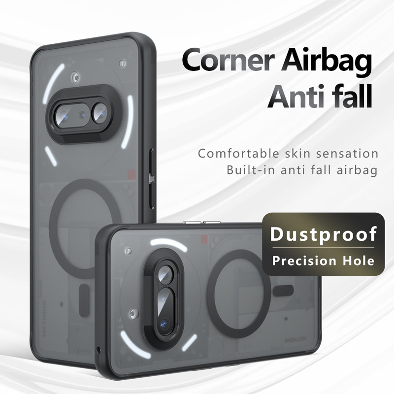 For Nothing Phone 3A, 3A Pro Case ELVEV PC mờ chống sốc + TPU Vỏ hút trong suốt chống vân tay