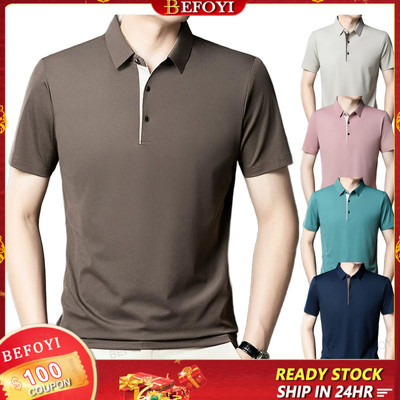 Áo Polo Nam Tay Ngắn Ice Silk Rời Công Sở Màu Trơn Ve Áo Thoáng Khí WW29