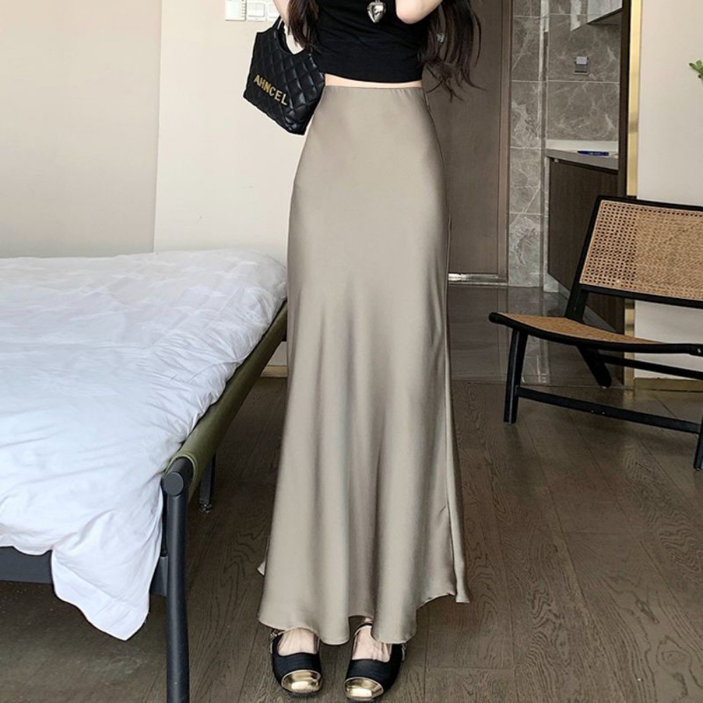 RICH-THEY Chân Váy Dài Chất Liệu Lụa  Váy Chữ A Mịn Màng Satin Gợi Cảm Thời Trang Mới Dành Cho Nữ | BigBuy360 - bigbuy360.vn