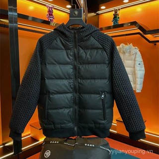 Áo lông vũ Tai lúa mì khâu thời thượng mẫu mới thu đông cho nam Áo khoác giữ ấm phong cách Hồng Kông thường ngày liền mũ dễ phối áo thời trang