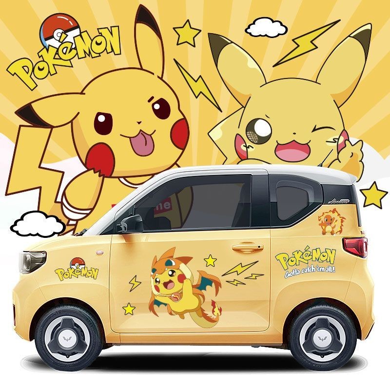 Wuling Miniev, Nhãn dán xe Pikachu, Nhãn dán trang trí ô tô hoạt hình Macaron