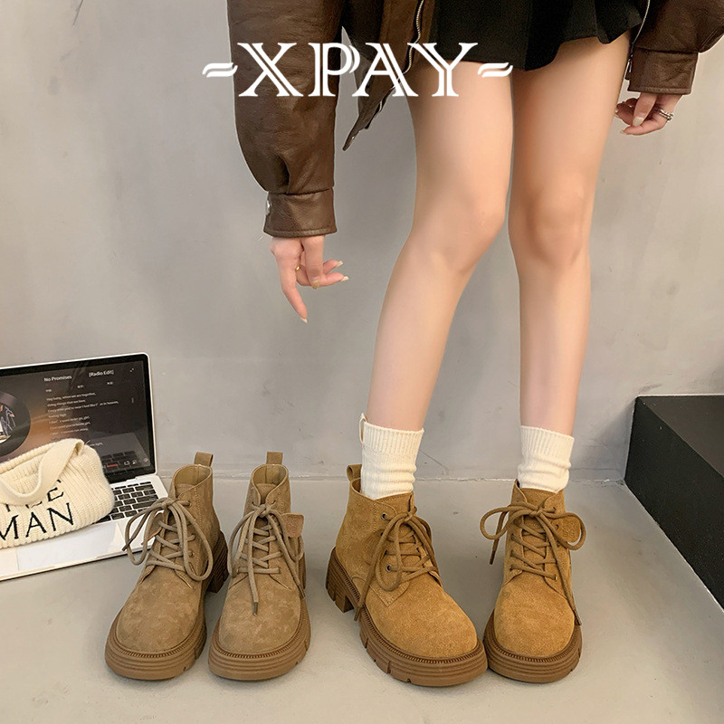 XPAY giày boot nữ, Bốt nữ cao cổ kiểu dáng Martin hot trend Thoáng khí Điệu đà Thời trang Đế linh hoạt FSX24B0DM8 45Z241107