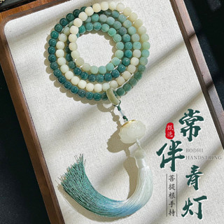  108 Xanh Bồ Đề Gốc Vòng Tay Cầm Tay Hoa Sen Tua Rua Phong Cách Phật Hạt Đôi Vòng Tay 