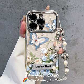  Dành Cho OPPO A18 A57 A58 A77s A95 A54 A38 A15 A5s A3s A16 A17 A12 A55 A53 A33 A32 A5 A9 A78 A74 A96 A93 A92 A52 Reno5 Vỏ Điện Thoại Bướm Xanh + Giá Đỡ + Cửa Sổ Dây Xích Mạ Điện Lớn 