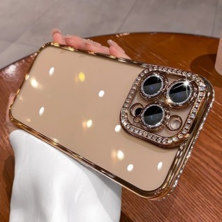 Sang Trọng Kim Cương Giả Bling Lấp Lánh Ốp Lưng Điện Thoại iPhone 16 15 14 plus 13 12 11 Pro Max Mạ Silicon Trong Suốt Chống Sốc Bao