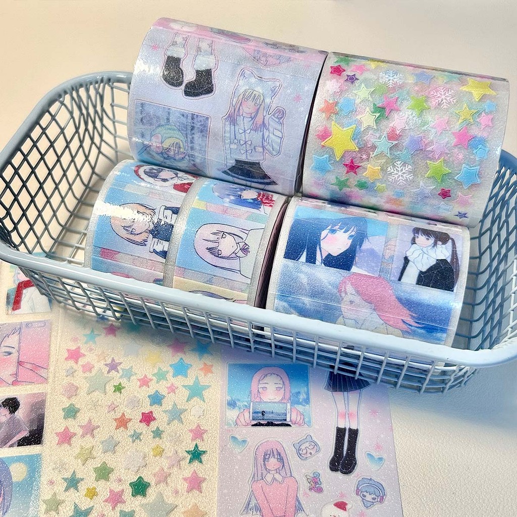P PET Sticker Roll Cute Star Sticker Sổ tay Chất liệu tự làm