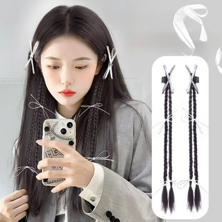 2 Miếng Nữ Ruy Băng Nơ Kẹp Tóc Giả Bím Tóc Giả Đôi Đuôi Ngựa Xoắn Dài Bím Tóc Phụ Kiện