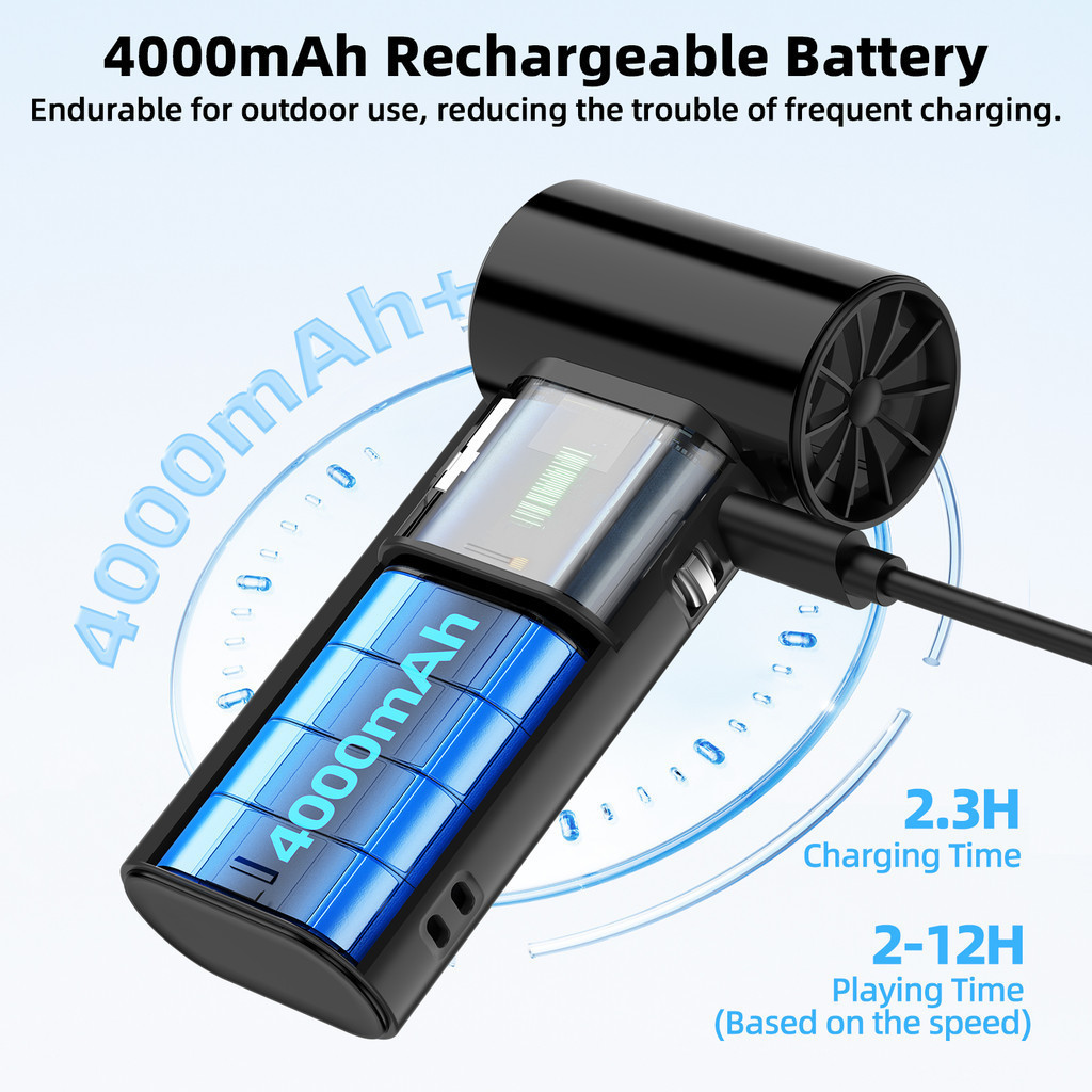 Quạt bỏ túi MINI turbo tốc độ cao GOOJODOQ 4000mAh Công suất gió tăng cường 10x kèm dây đeo di động | BigBuy360 - bigbuy360.vn
