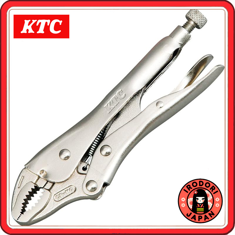 KTC Locking Pliers with Curved Jaw and Wire Cutter - Multiple Sizes Available