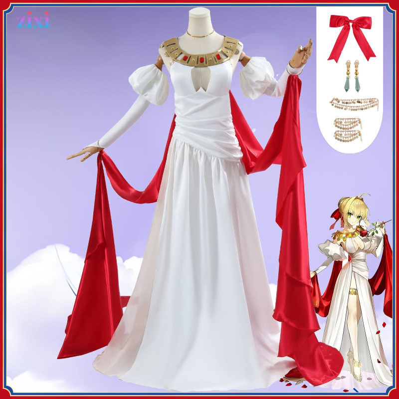 Fate / Grand Order FGO Nilu Wedding Full Dress Cos Trang Phục Sabre Dress Game Cosplay Quần Áo Nữ