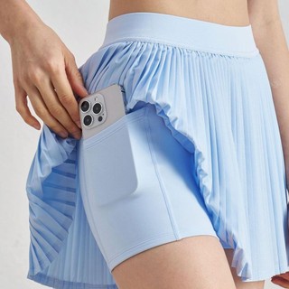  2025 mới dành cho nữ thể thao thông thường khô nhanh chống nắng váy xếp ly mặc yoga với quần short bên trong 