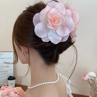 Đi Biển Phong Cách Kỳ Nghỉ Gạc Hoa Lấy Kẹp Tóc Cao Cấp Siêu Cổ Tích Ảnh Bầu Không Khí Sang Trọng Cá Mập Kẹp Mũ Đội Đầu