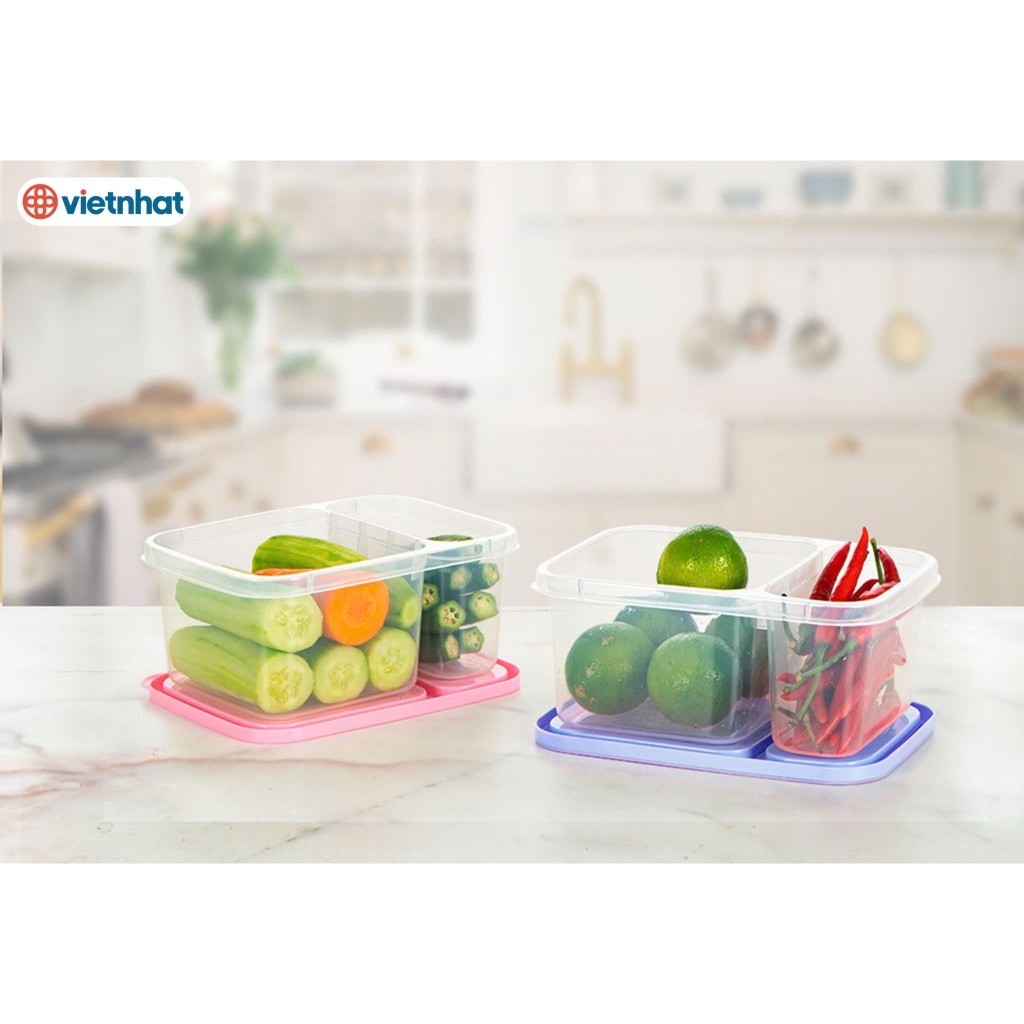 Hộp đựng cơm 2 ngăn Việt Nhật – Hộp nhựa an toàn mang đi làm, đi học LalaHome