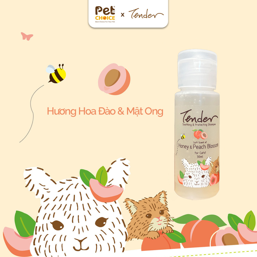 Sữa tắm TENDER cho mèo 30ml, sữa tắm cho thú cưng mềm mượt lông, lưu hương lâu, thân thiện cho bé
