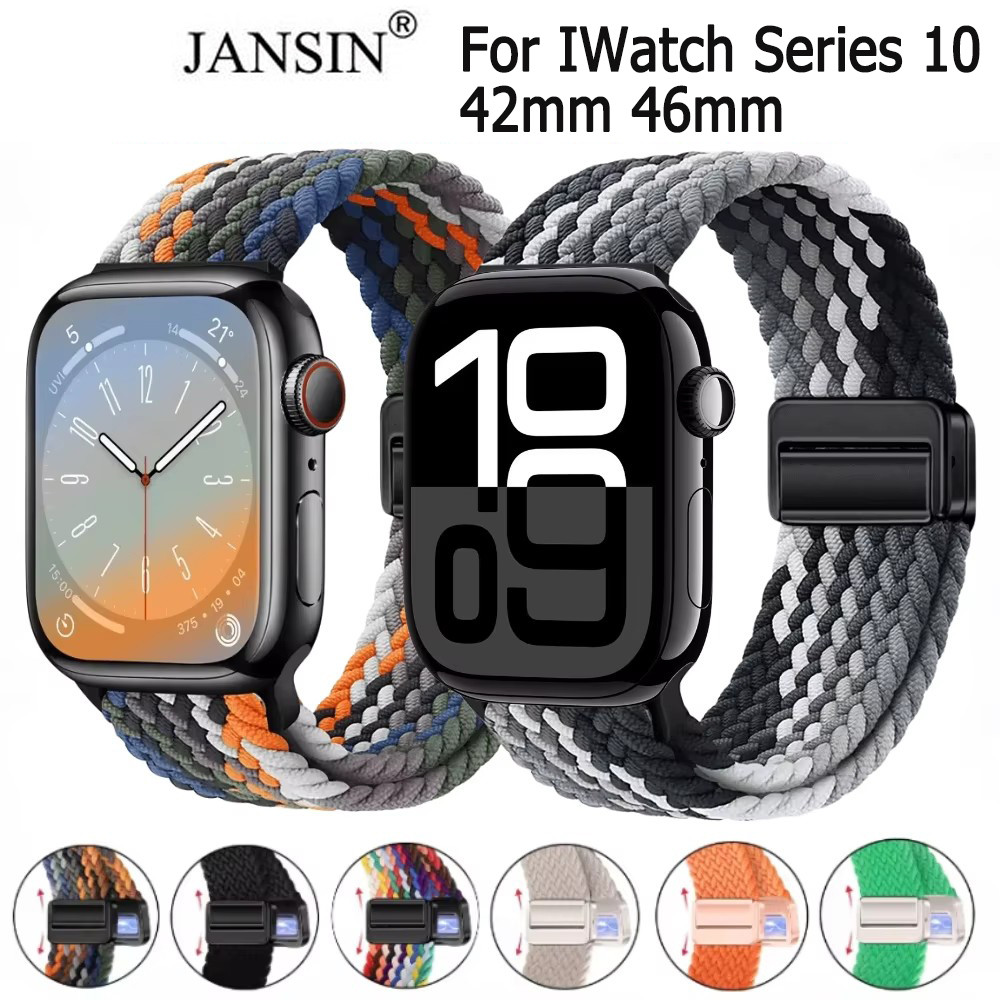 Jansin Dây đeo đồng hồ thông minh sợi bện đơn cho iWatch 46mm 42mm iWatch series 10