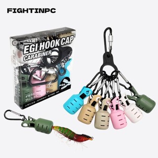 Fightinpc 6 Bộ Dụng Cụ Mực Jig, Với Carabiner Câu Cá Mồi Bảo Vệ, Thực Tế Mực Ô Mồi Mũ