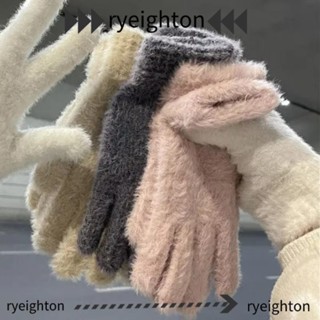 Găng tay lông RYEIGHTON, Găng tay mùa đông dày chống lạnh, Găng tay năm ngón tay ấm áp chống gió thời trang mùa đông