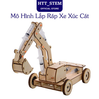 Mô Hình Lắp Ráp Xe Xúc, Xe Múc Cát  Cánh Tay Thủy Lực Bằng Gỗ Đồ Chơi Trẻ Em Diy Giáo Dục Stem