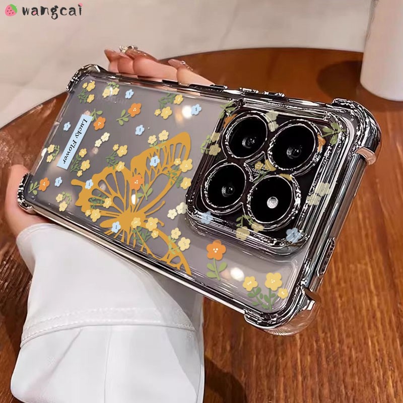 Dành Cho OnePlus 13 OnePlus13 Ốp lưng Màu Vàng Cam Bướm Hoa Nhãn Hoa Hoạt Hình Dễ Thương Mạ Sang Trọ