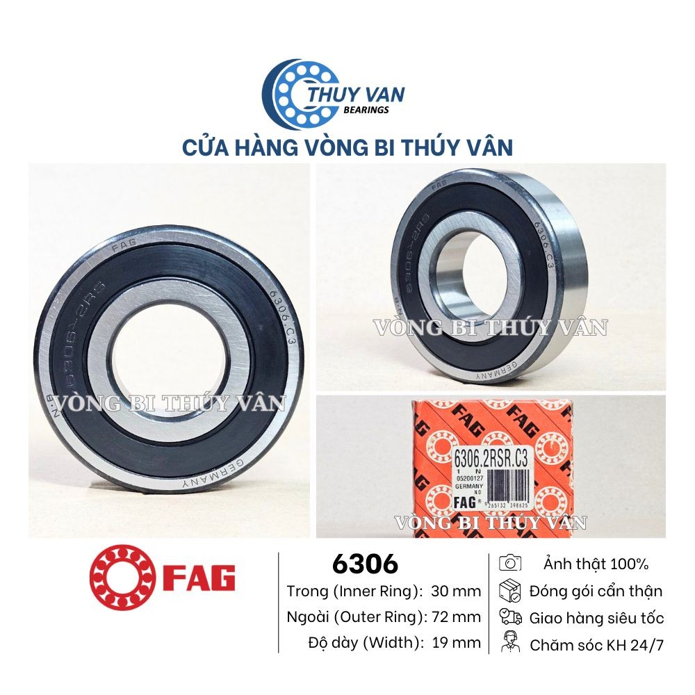 Vòng bi bạc đạn hạt tròn, cầu 6306 hãng FAG