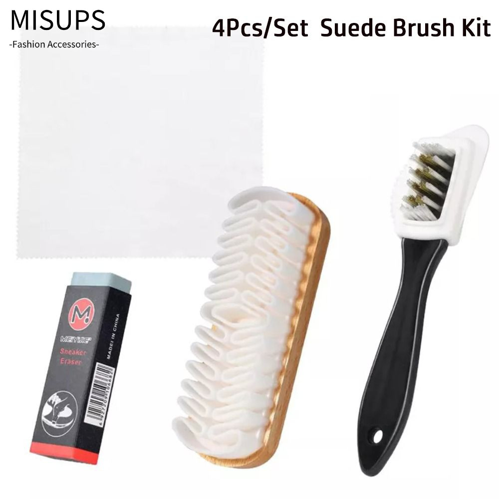 Misups 4 Cái / bộ Bộ Bàn Chải Nubuck, Dụng Cụ Vệ Sinh Sử Dụng Tại Nhà Bộ Bàn Chải Da Lộn Có Tẩy, Giày Tẩy Vết Bẩn Vải Làm Sạch Cho Giày