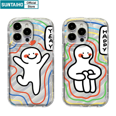 Suntaiho Vỏ điện thoại kiểu nhân vật hoạt hình dễ thương và đơn giản TPU trong suốt mềm mại Vỏ chống sốc cao cấp cho IPhone 11 12 13 14 15 16 Pro Max IP 7 8 Plus Iphon X Xs XR Xs Max