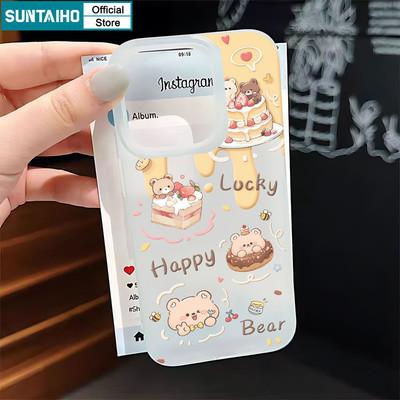 Suntaiho Hoạt Hình Dễ Thương Gấu Theo Chủ Đề Phong Cách Ngọt Ngào Ốp Điện Thoại TPU Trong Suốt Mờ Mềm Cao Cấp Chống Sốc Cho iPhone 11 12 13 14 15 16 Pro max IP 7 8 Plus Iphon X Xs XR Xs max