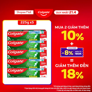 Bộ 5 Kem đánh răng Colgate ngừa sâu răng răng chắc khỏe 225g/tuýp tặng bàn chải