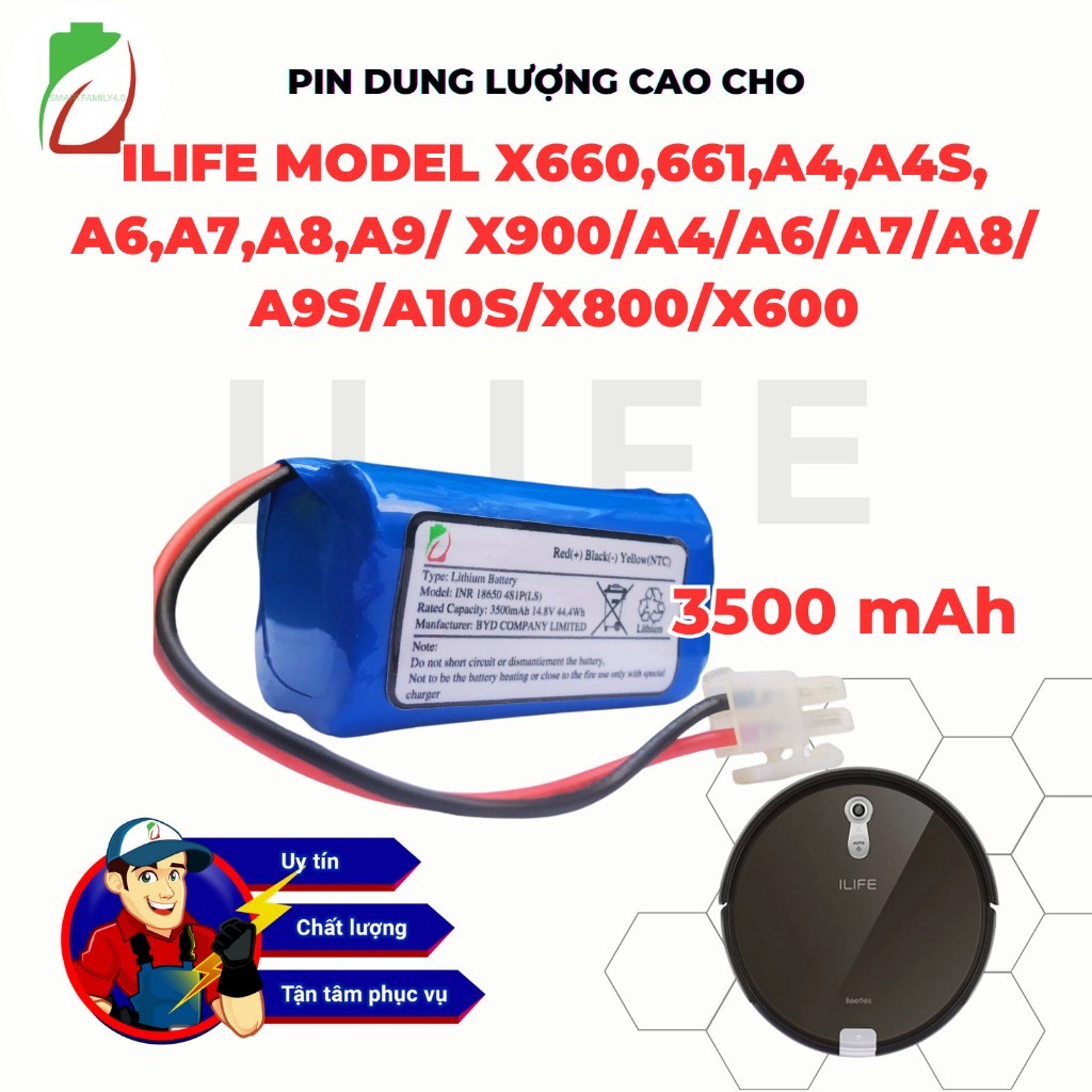 LINH KIỆN ROBOT ILIFE: V7S Pro,X600/X800  X620, X623, X800, A9S,A10S, A8, A6(CHUẨN 3500MAH LG/SAMSUN