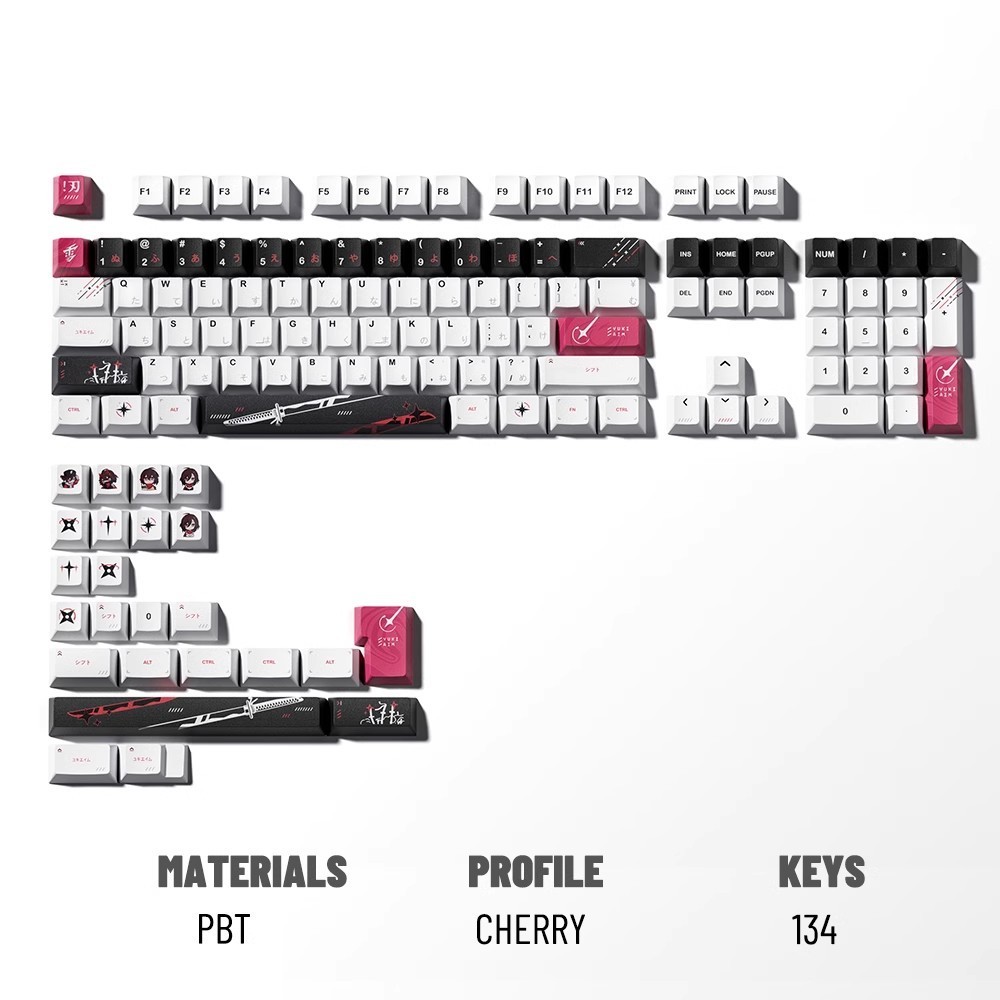 Bộ Keycaps PBT Dye-Sub Yuki aim Cherry Profile (134 phím)