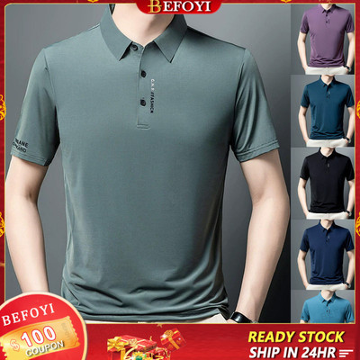 Áo Sơ Mi Polo Nam Tay Ngắn Rời Công Sở Thường Ngày Màu Ve Áo Đen Plus Size WW14