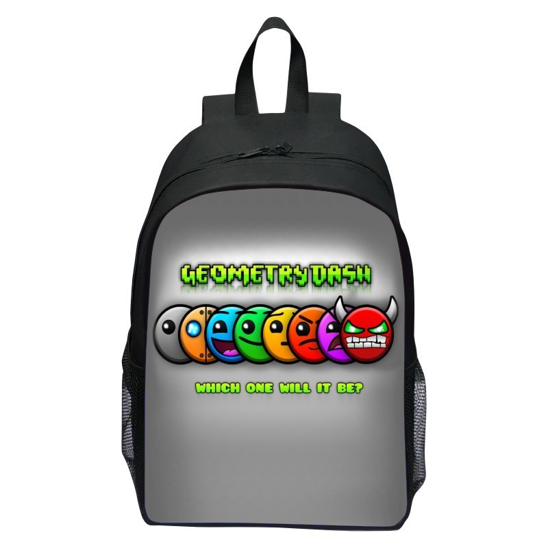 Ba lô trẻ em 16 "-geometry dash Ba lô đi học tiểu học -14.5" Ba lô hoạt hình bé trai -12 "và túi đựn