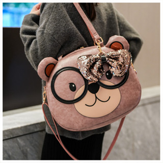 Túi xách nữ đeo vai, đeo chéo mặt gấu kèm nơ thời trang phong cách hàn quốc T762